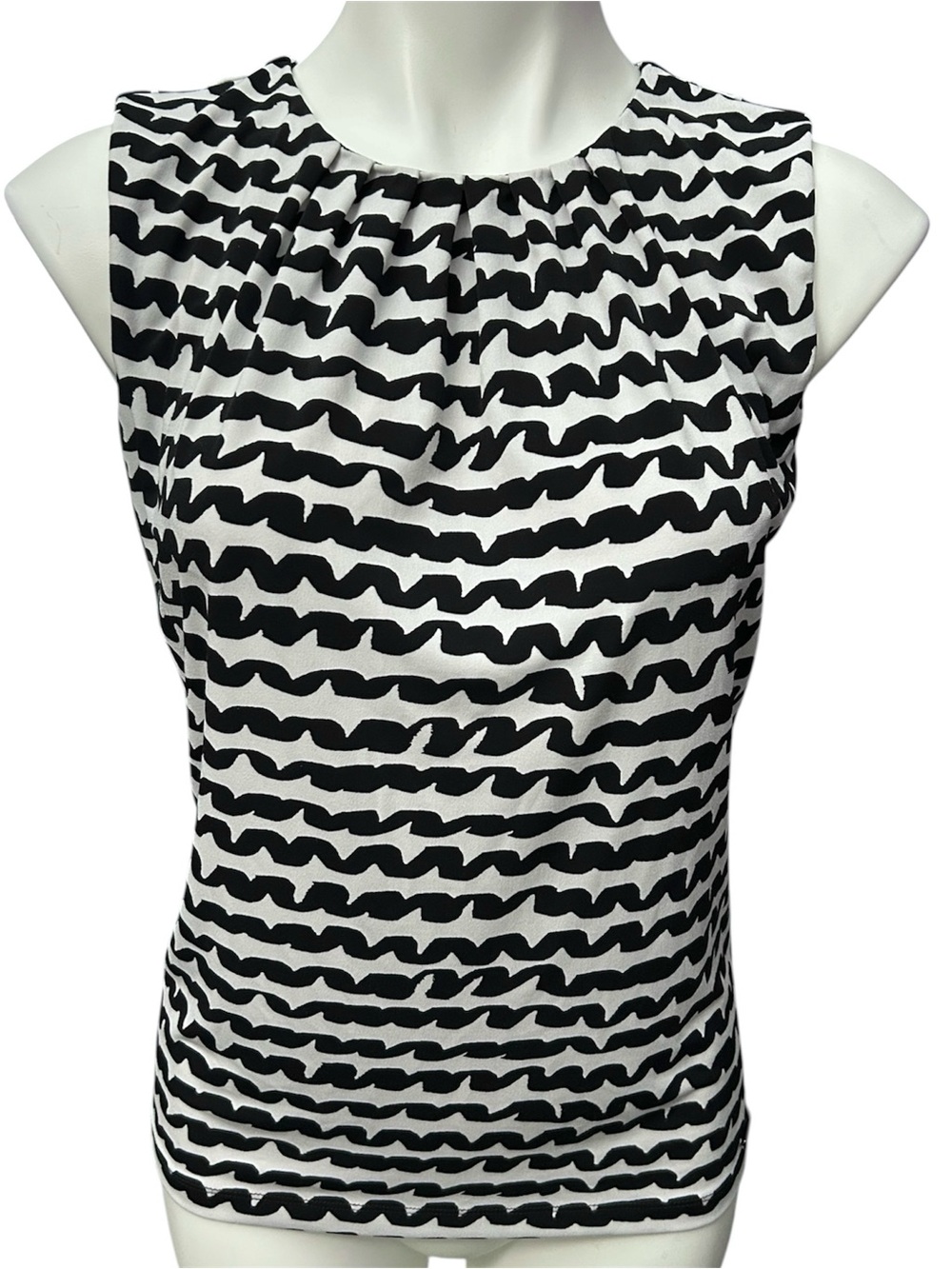 Calvin Klein Printed Blouse Camisole Shell in Black & White Squiggle Print
